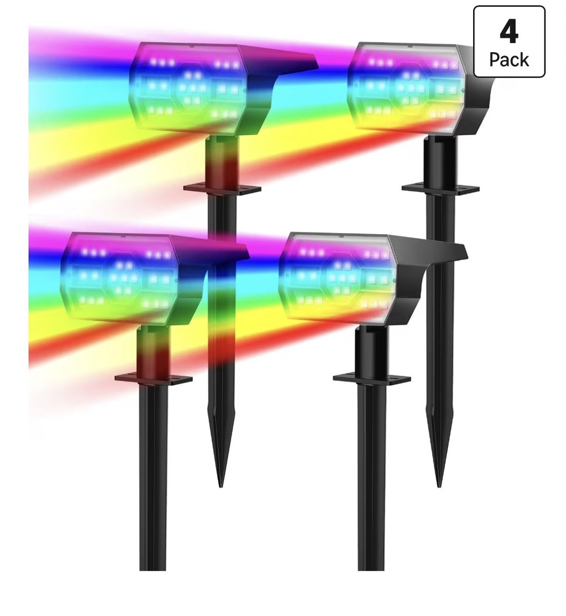 RGB Solar Outdoor Lights — Brand New, Set of 4