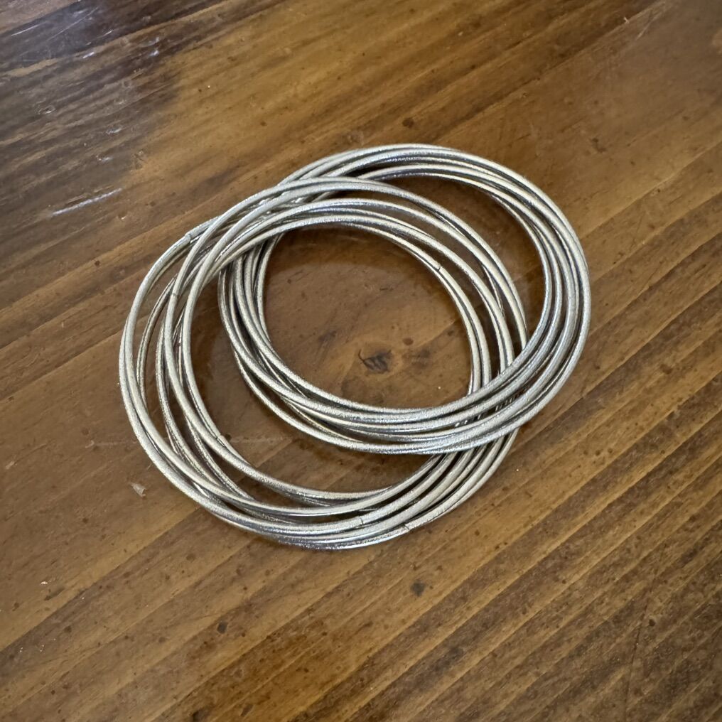 Metal Bangles Connected Together Heavy Silver Tone