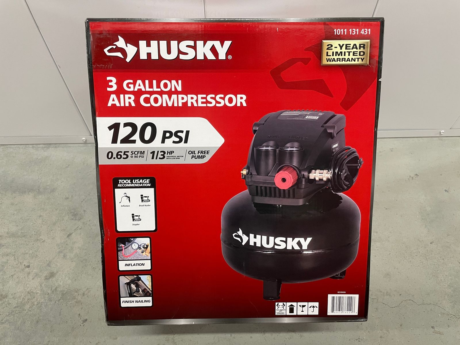 [NEW] Husky 3-Gal 120 PSI Oil-Free Pancake Air Compressor