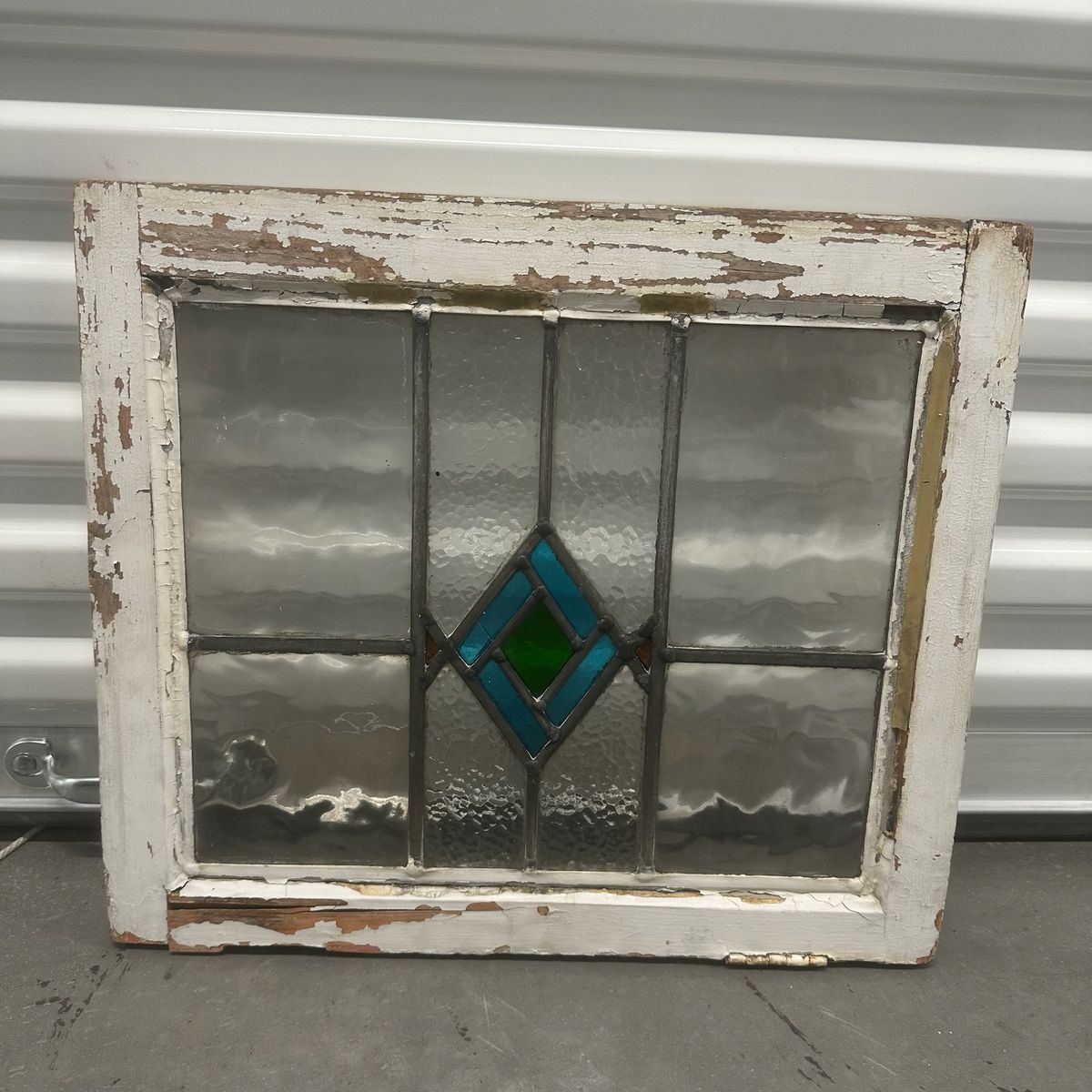 Vintage Stained Glass Window Frame – 20"x18" Rustic Farmhouse Decor