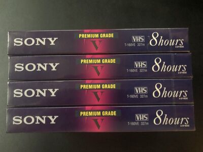 Sony T-160VE Premium Grade Blank VHS Tapes 4 Pack Sealed