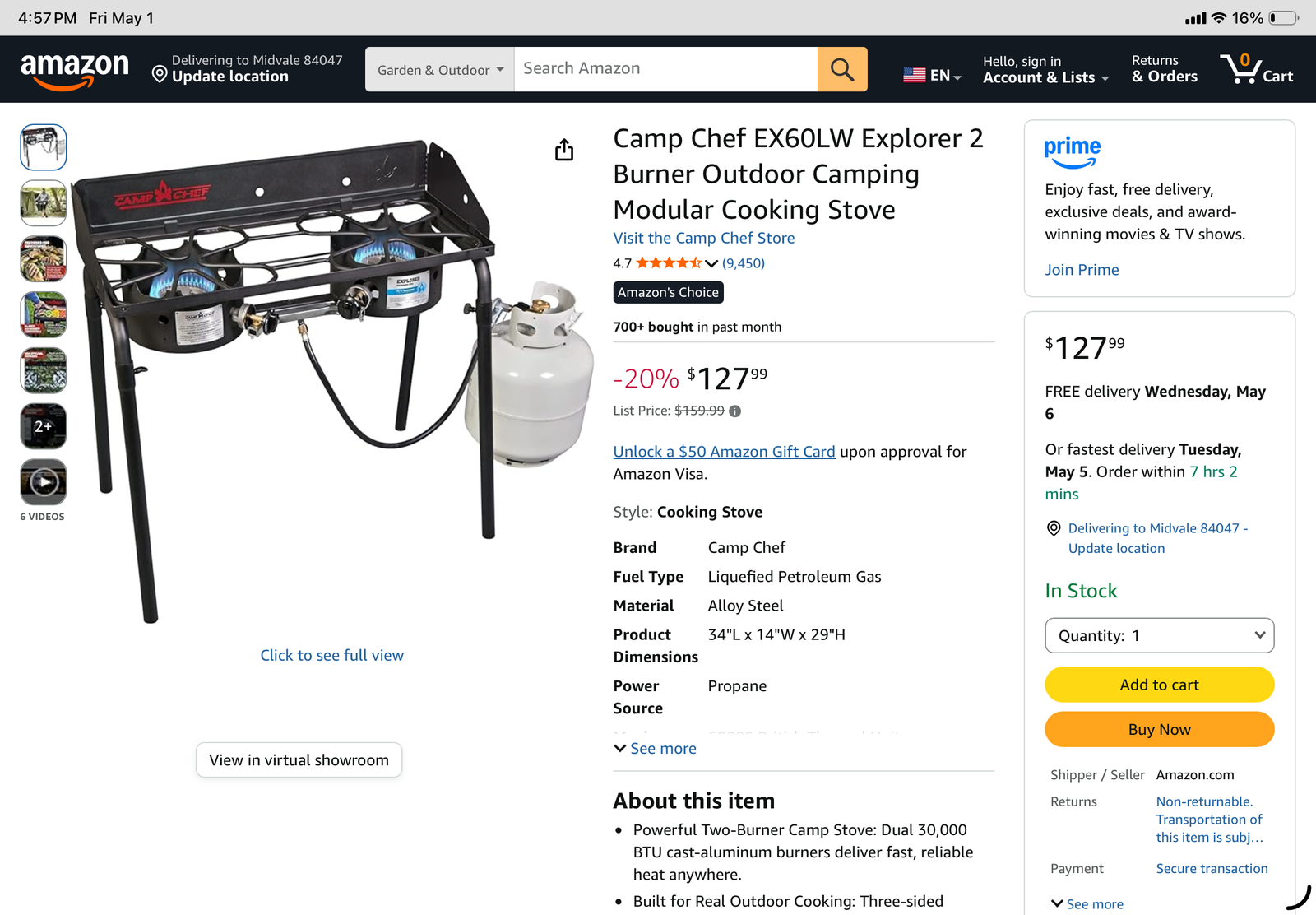 Camp chef explorer brand new with carrying case