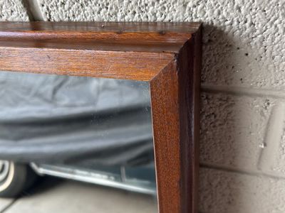 VINTAGE HEAVY LARGE SOLID WOOD WALNUT MIRROR