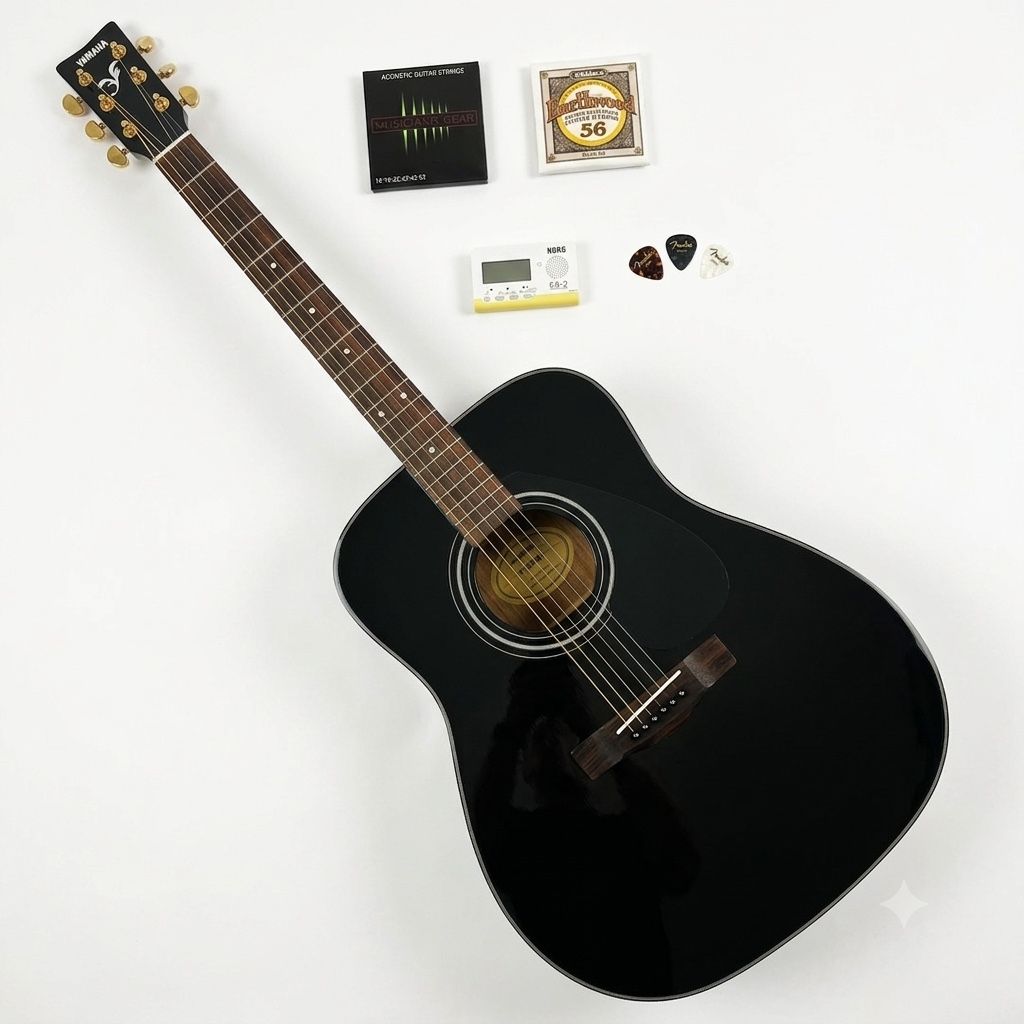 Yamaha F335 - Beginner Bundle! Acoustic Guitar + Korg Tuner + Extra Strings + Picks