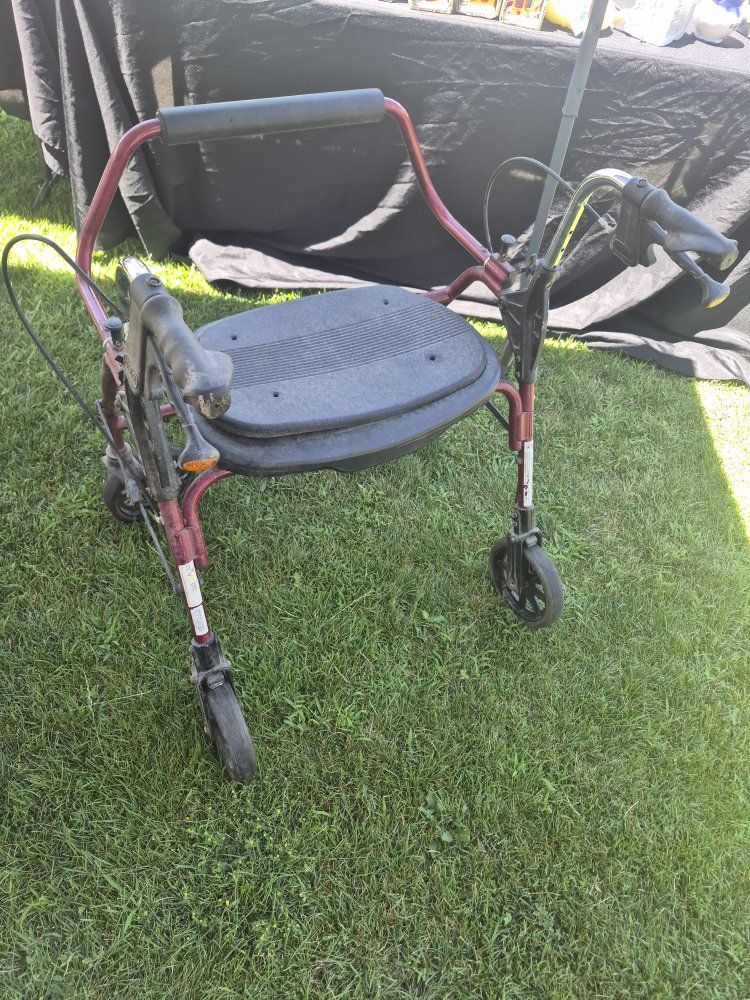 Rolling walker with seat - Burgundy Red