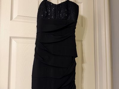 Black Sequin Ruffled Cocktail Dress