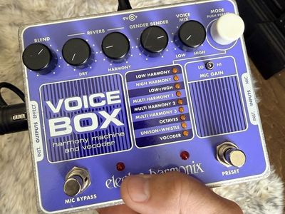 Electro-Harmonix Voice Box Harmony Machine and Vocoder Effects Pedal with Power Supply
