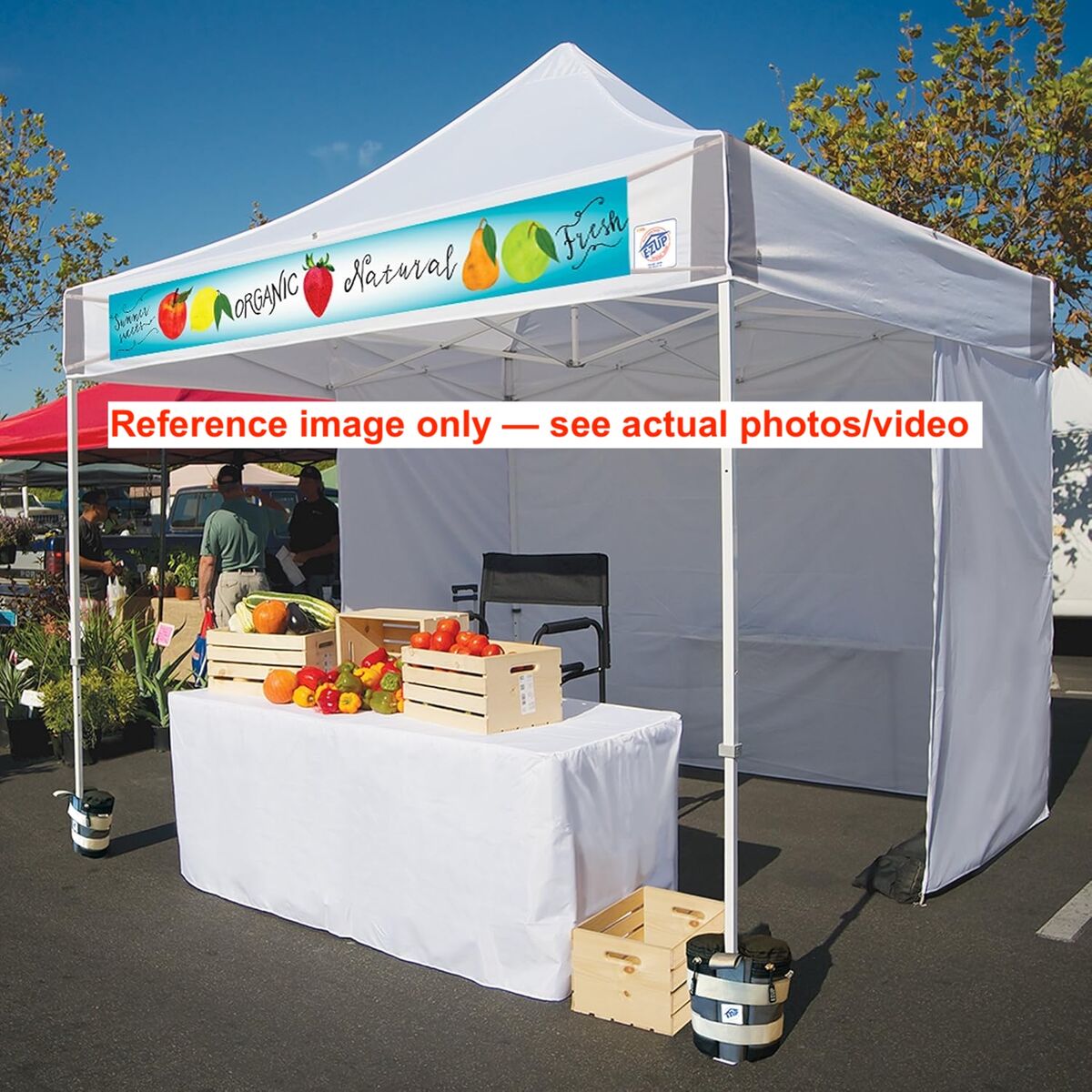 E-Z UP ES100S Commercial Pop-Up Canopy White (10’ x 10’) + Sand-Filled Deluxe Anchors