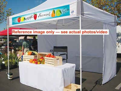 E-Z UP ES100S Commercial Pop-Up Canopy White (10’ x 10’) + Sand-Filled Deluxe Anchors