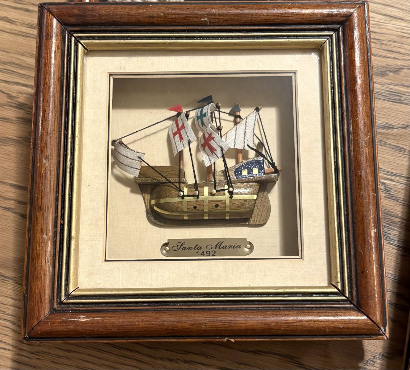 Vintage Framed Nautical Ship Wall Art - Santa Maria, HMS Victory and Cutty Sark.