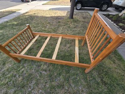 Solid Wood Twin Bed Frame with Slats