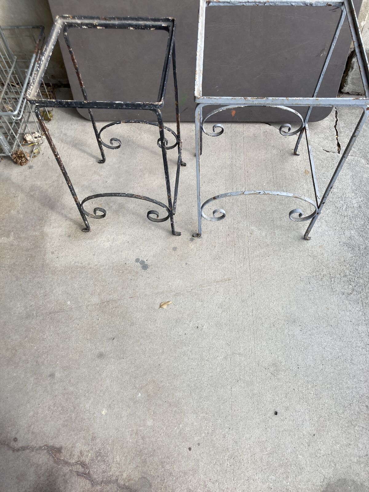 Two vintage plant stands