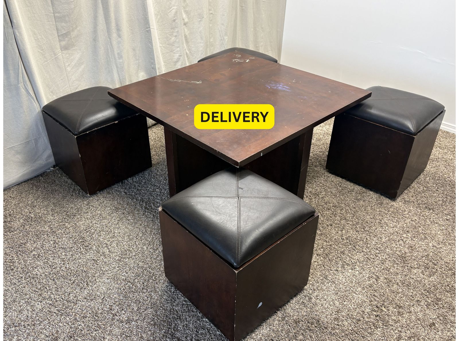DELIVERY - Gaming / Coffee Table with 4 Storage Cube Ottomans