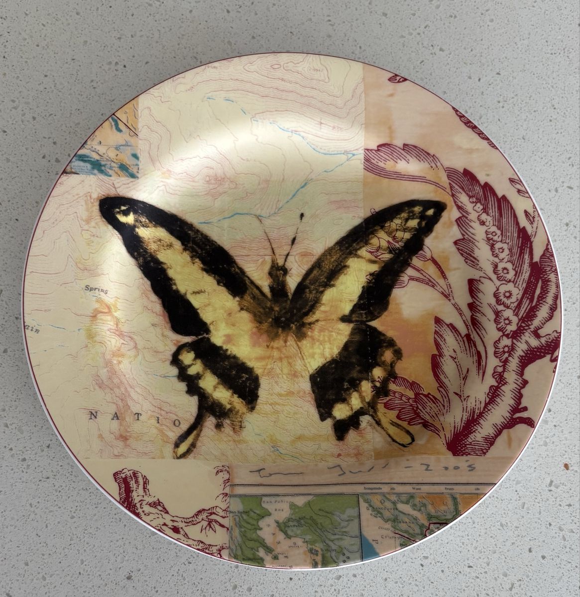 Anthropologie 8" Decorative Butterfly Plate