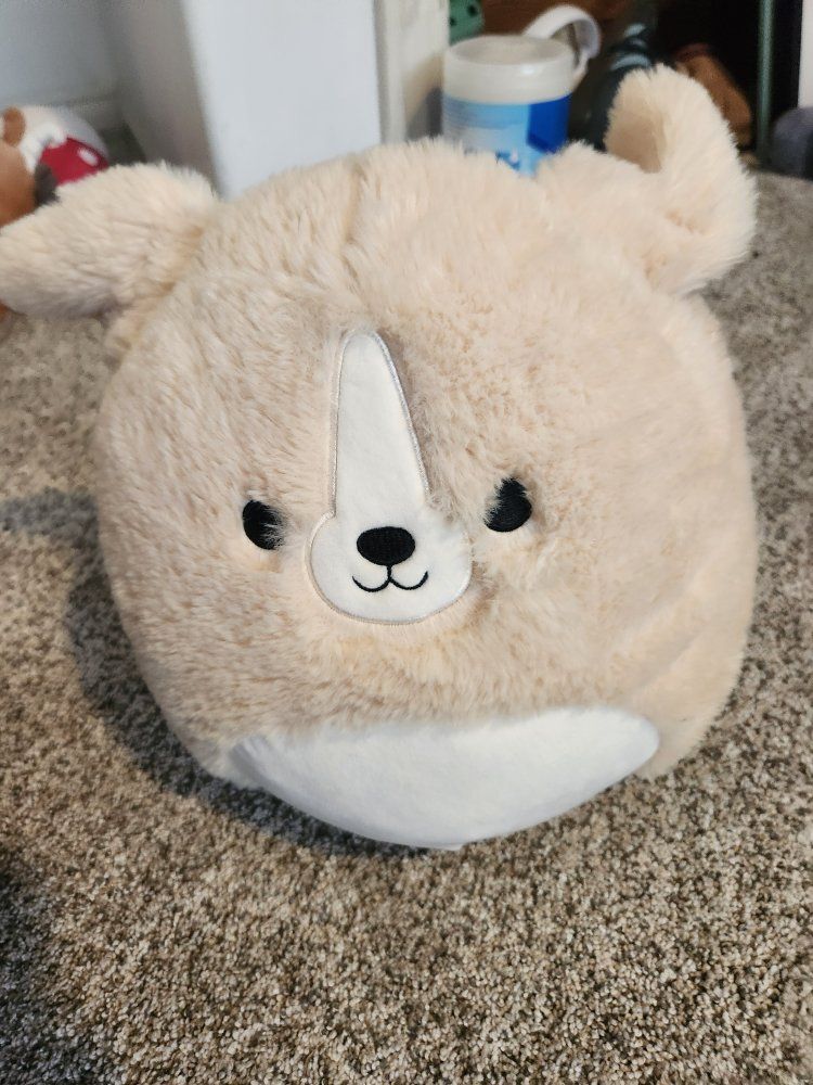 Squishmallows All Fuzzy Original Beige Dog Plush Pillow Stuffed Animal Toy