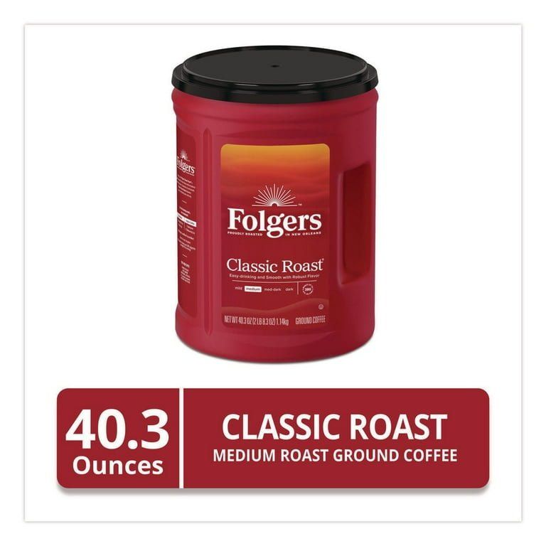 Folgers Classic Roast Ground Coffee, Medium Roast, 40.3 Ounces - Freshly Sealed Canister