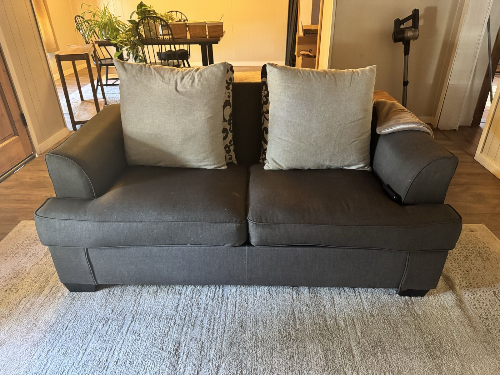 Dark Gray Fabric Loveseat Sofa