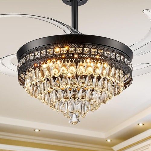 42" Baotree Crystal Chandelier Ceiling Fan with LED Light & Remote – New in Box