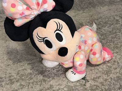 Minnie Mouse Plush Stuffed Animal Pink Polka Dot Baby Crawling Toy Disney Parks
