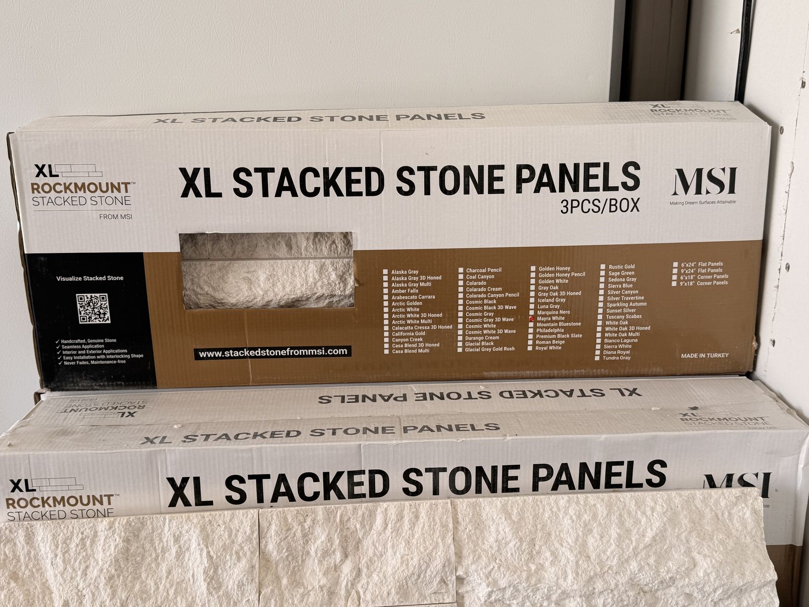 Stacked Stone Mayra Ledger Panel 9 x 24 Splitface White Limestone Wall Tile (4.5 sqft/case)