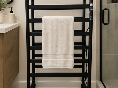 Electric Heated Towel Rack - Dual-Sided 12-Bar Freestanding, Matte Black | New, Never Used