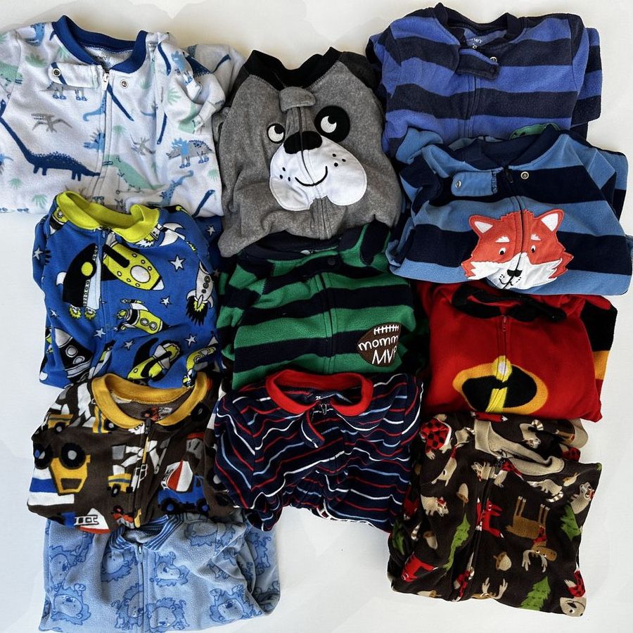Carter's Boys Size 2T Fleece Footie Pajamas Lot of 11 Assorted