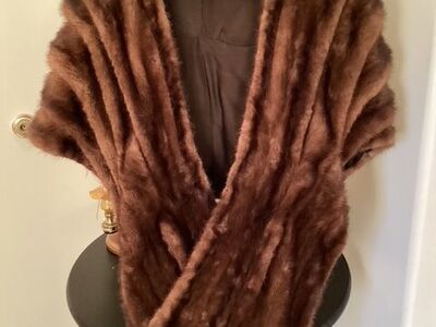 Woman's Vintage Genuine Brown Mink Fur Cape