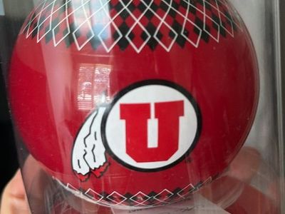 University of Utah NCAA Red & Black Plaid Christmas Ornament in Clear Box - Collegiate Fan Decor