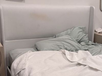 Free queen white fabric bed