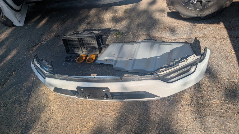 White F150 Tremor Bumper with Skid Plate & Tow Hooks
