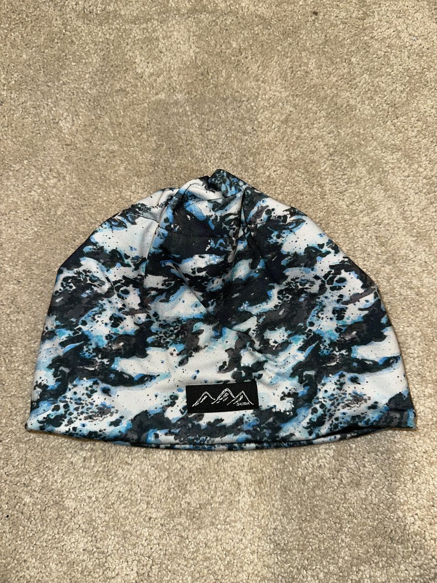 Skida Printed Performance Beanie Hat Blue White Black Camo M/L