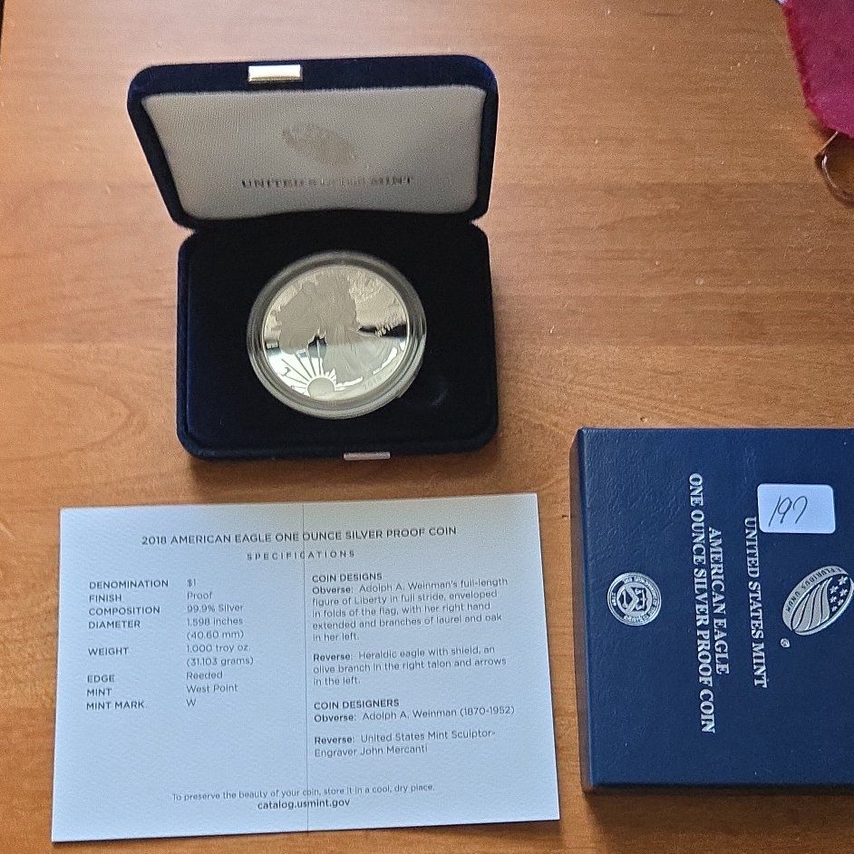 2018 W (west point) One ounce silver proof eagle.