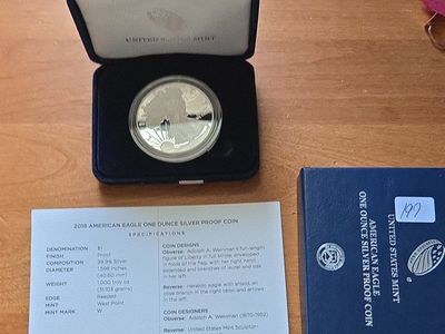 2018 W (west point) One ounce silver proof eagle.