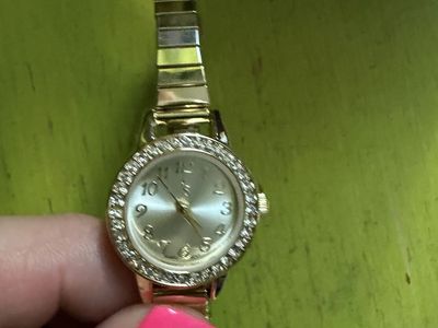 Altar’d state Gold Tone Crystal Bezel Stretch Band Women's Watch
