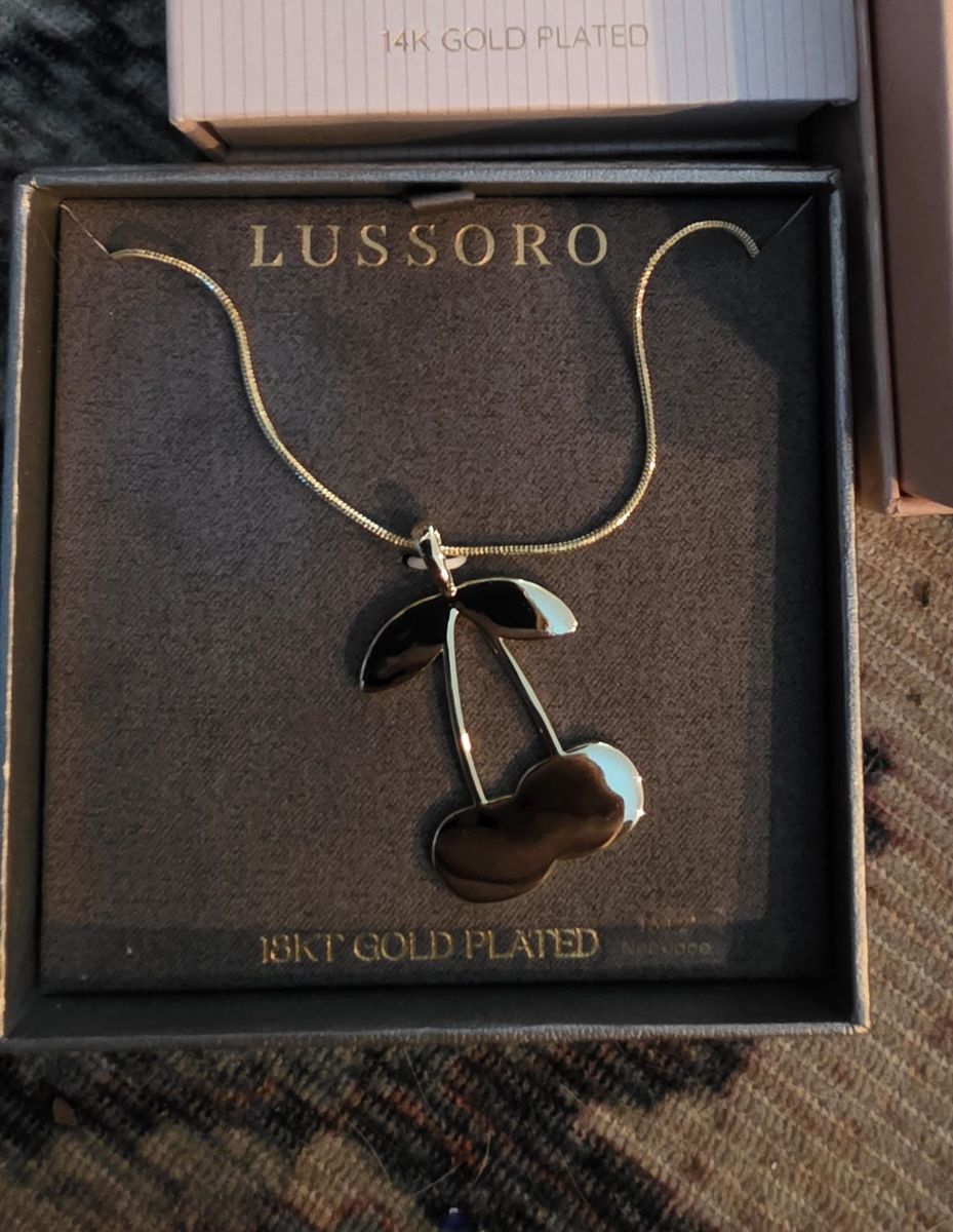 Lussoro 18KT Gold Plated Cherry Pendant Necklace in Box
