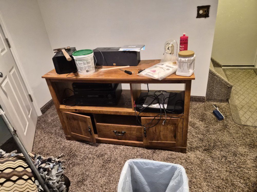wooden entertainment center