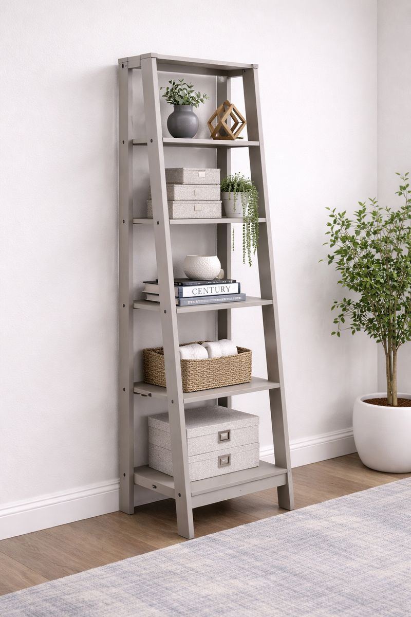 Light Gray Trestle Bookshelf (5-Tier)