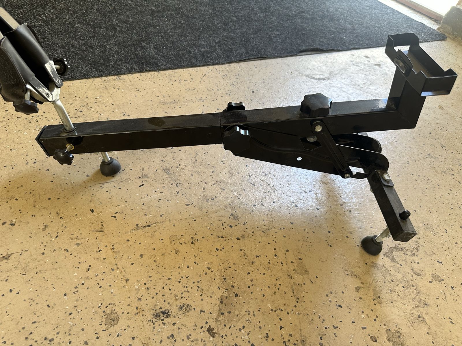 Black Steel Shooting Rest - Adjustable Height & Length, Stable Rifle/Pistol Support