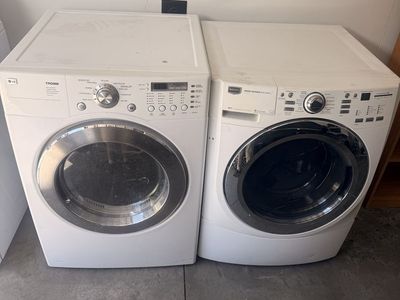 LG Tromm and Maytag Front Load Washer and Dryer Set White