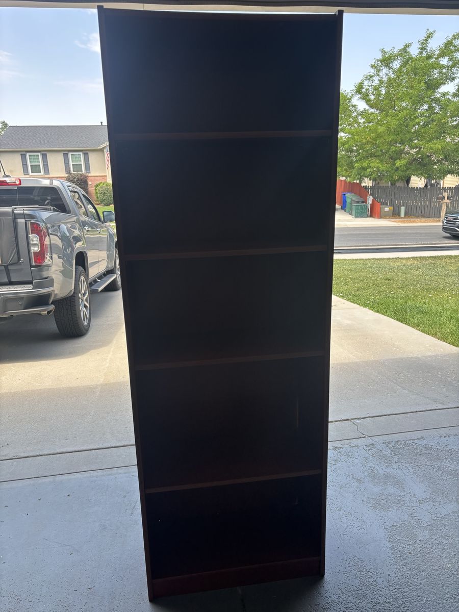 Dark Brown 6-Shelf Bookcase, Tall Storage Unit