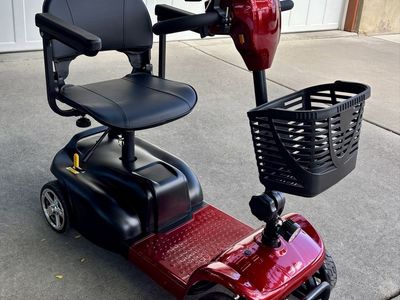 Lightly Used Foldable Electric Mobility Scooter with Front Basket - Red