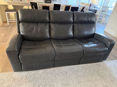 Cody blue leather, match power reclining sofa and love seat