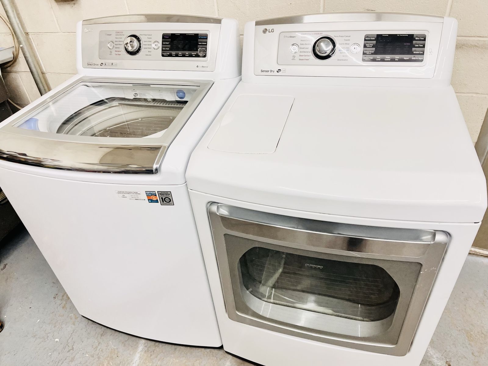 LG super capacity washer and dryer set
