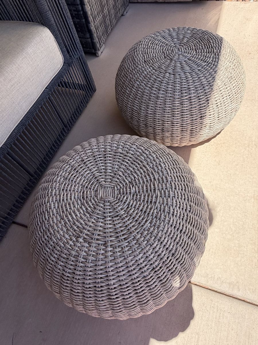 Outdoor Woven Wicker Ottomans