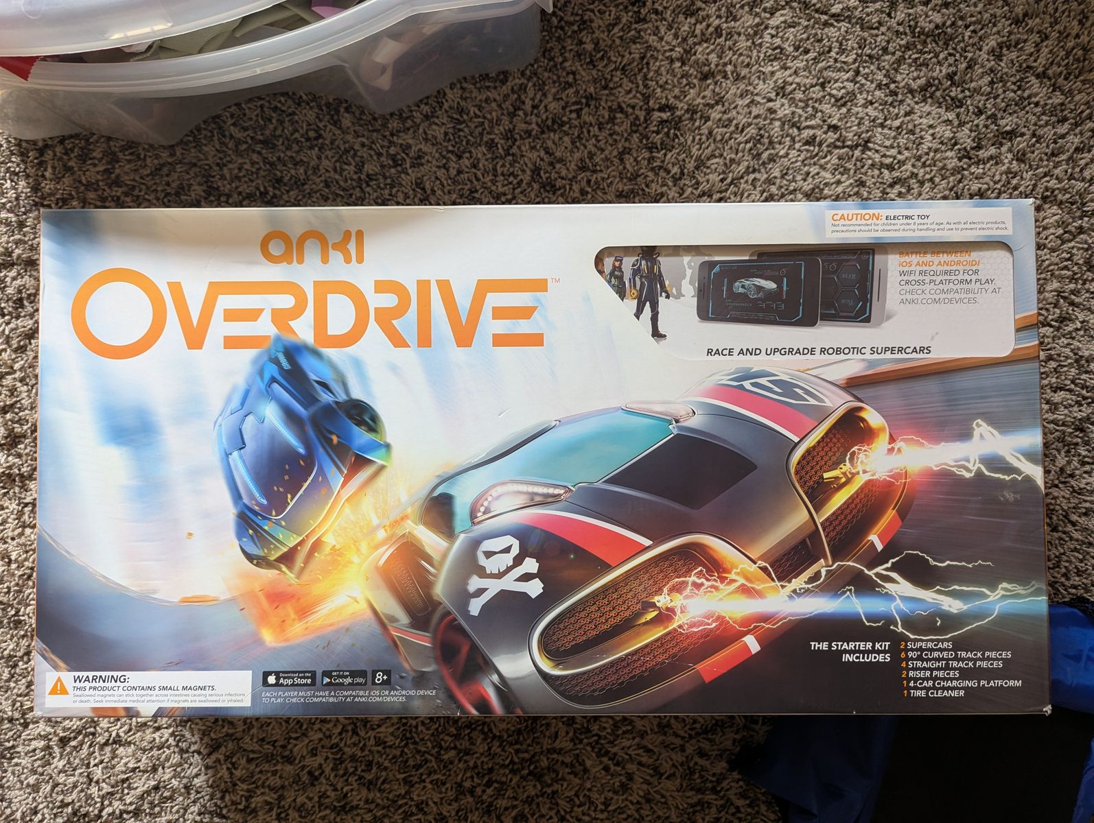 Overdrive car set run by an app