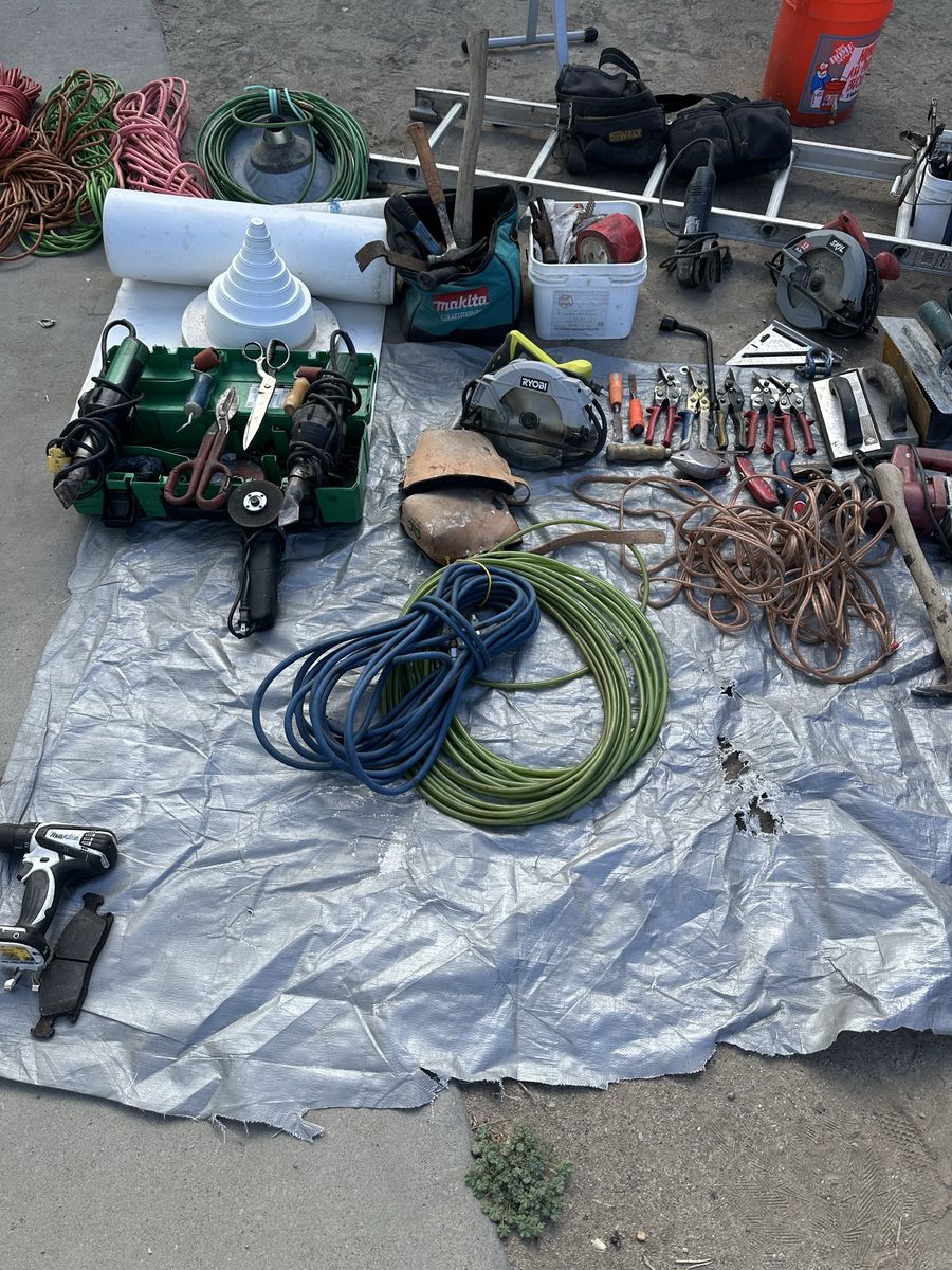 Large Lot of Used Power and Hand Tools, Extension Cords, Ropes, and Equipment - Mixed Brands