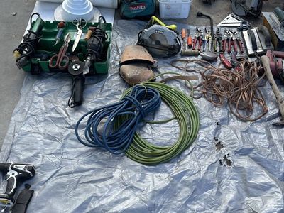 Large Lot of Used Power and Hand Tools, Extension Cords, Ropes, and Equipment - Mixed Brands