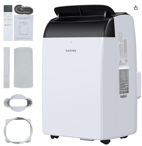 Garvee 14000 BTU Portable Air Conditioner, 3-in-1 Indoor AC Unit with Cooling, Dehumidifier, Fan, Follow Me, 24-Hour Timer