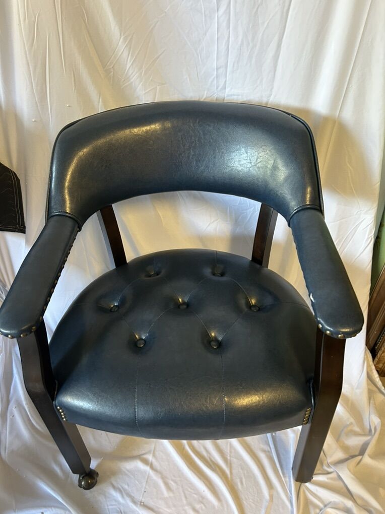 Blue Tifted Captains Chair On  Casters As Is