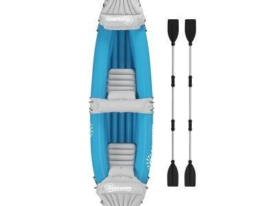 Outsunny 2-Person Inflatable Kayak Set with Paddles - Blue/Gray